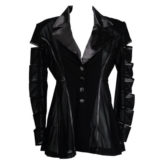 PUNK GRUNGE POWER MESH CUT OUT SATIN JACKET