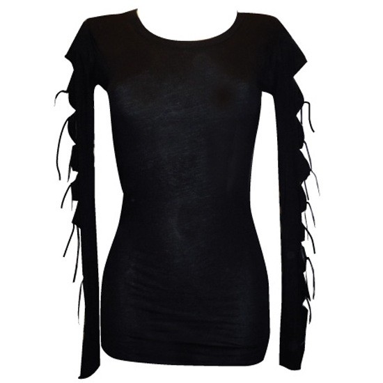 BLACK SLASH ARM RIBBON TOP