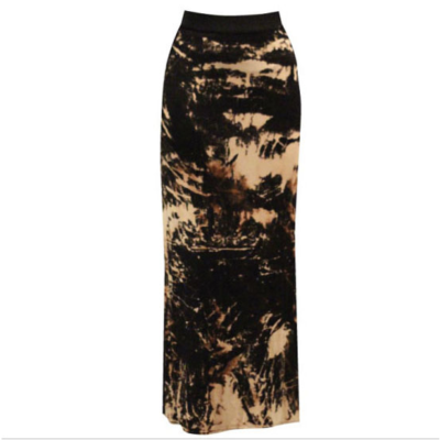 BLACK ACID WASH GRUNGE MAXI SKIRT