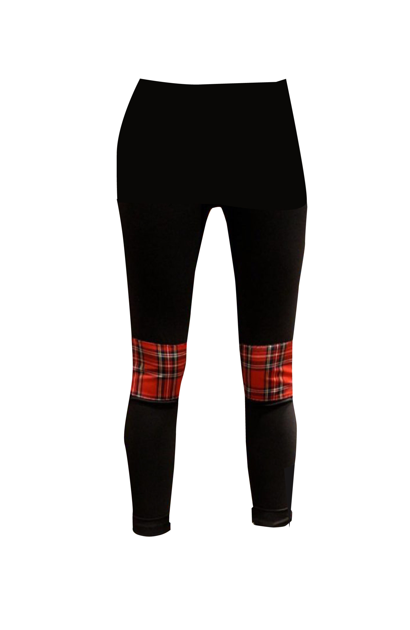 BLACK RED TARTAN PATCH LEGGINGS