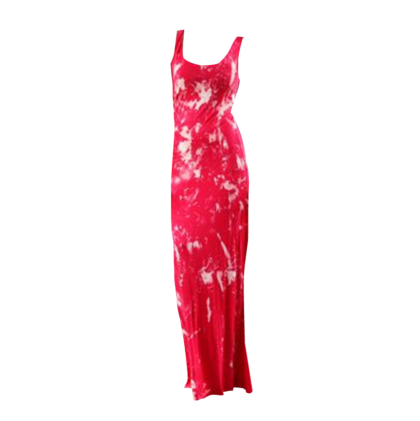 RED ACID WASH MAXI DRESS