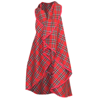 RED TARTAN LONG CAPE