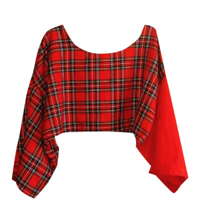 RED TARTAN BOXY CROP TOP