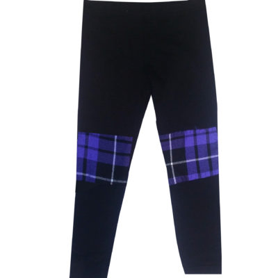 KIDS PURPLE TARTAN PATCH LEGGINGS