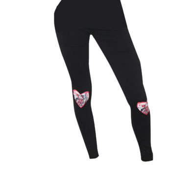 BLACK QUEEN OF HEARTS PATCH LEGGINGS