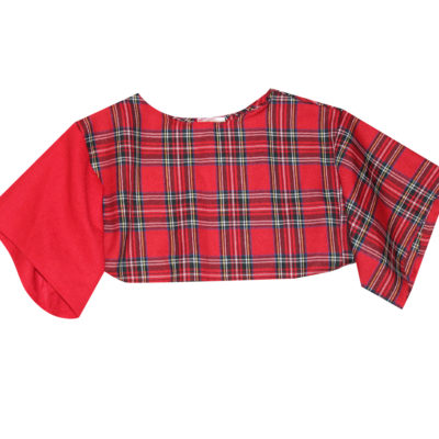 KIDS RED TARTAN BOXY CROP TOP