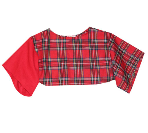 KIDS RED TARTAN BOXY CROP TOP