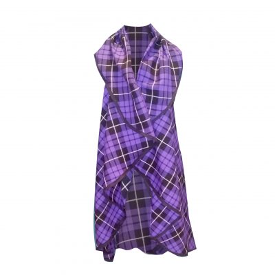 PURPLE TARTAN LONG CAPE