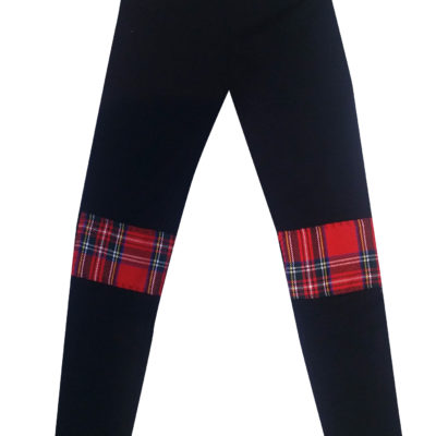 KIDS RED TARTAN PATCH LEGGINGS
