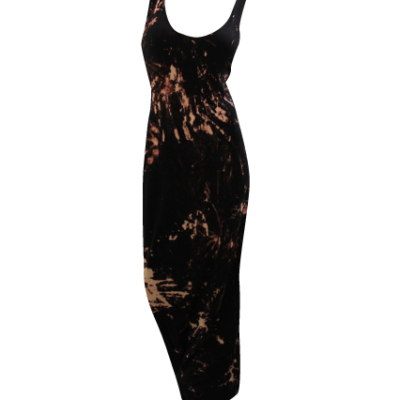 BLACK ACID WASH MAXI DRESS