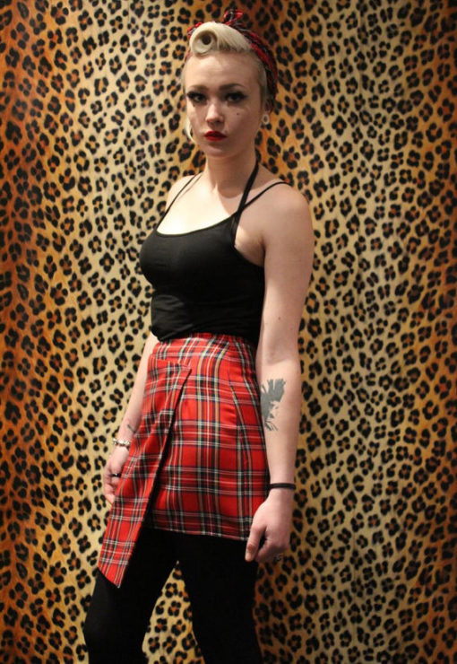RED TARTAN WRAP MINI SKIRT - Image 5