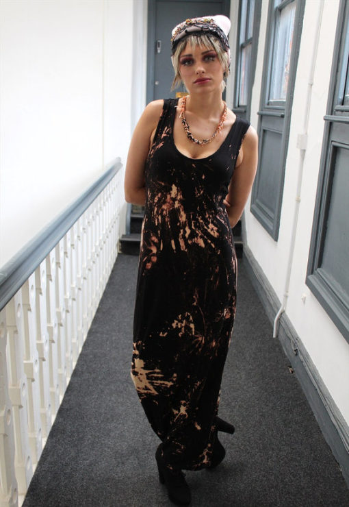 BLACK ACID WASH MAXI DRESS - Image 4