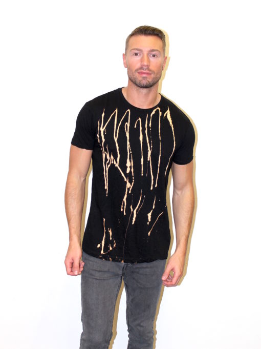 BLACK UNISEX ACID WASH DRIPS GRUNGE TEE - Image 4
