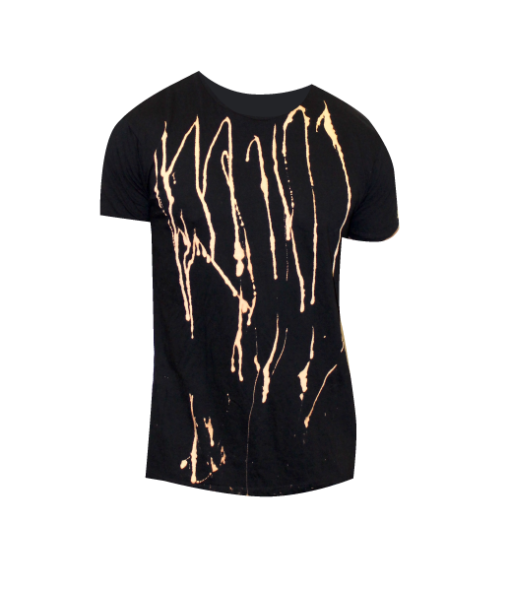 BLACK UNISEX ACID WASH DRIPS GRUNGE TEE