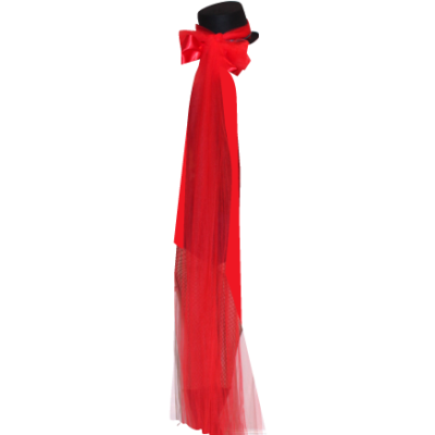 BLACK RED NET BOW TOP HAT
