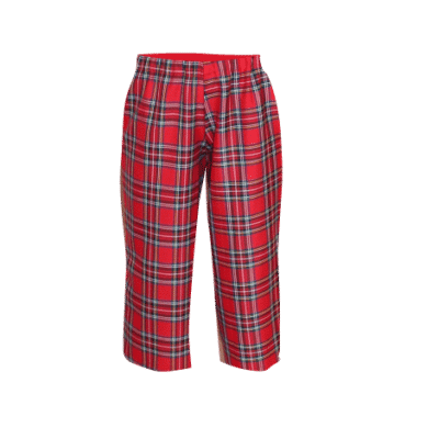 RED TARTAN CROPPED CAPRI TROUSERS