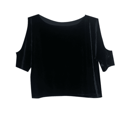 BLACK VELVET CUT OUT SHOULDER HANDMADE CROP TOP