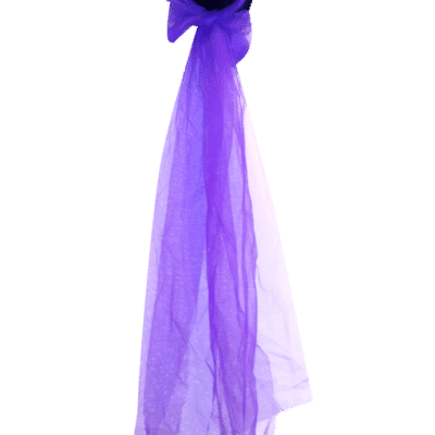 BLACK PURPLE NET BOW TOP HAT