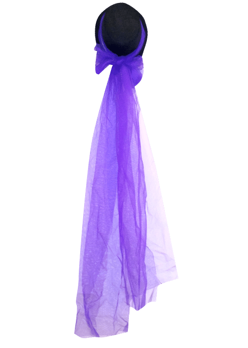 BLACK PURPLE NET BOW TOP HAT