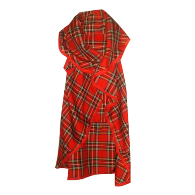 KIDS RED TARTAN CAPE