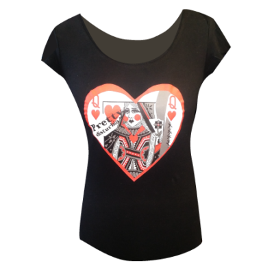 BLACK QUEEN OF HEARTS PRINT TOP