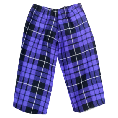 KIDS PURPLE TARTAN CROPPED CAPRI TROUSERS