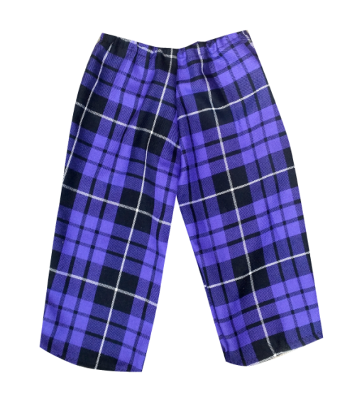 KIDS PURPLE TARTAN CROPPED CAPRI TROUSERS