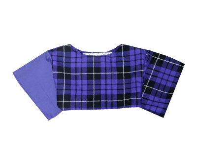 KIDS PURPLE TARTAN BOXY CROP TOP