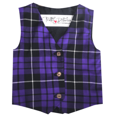 KIDS PURPLE TARTAN WAISTCOAT