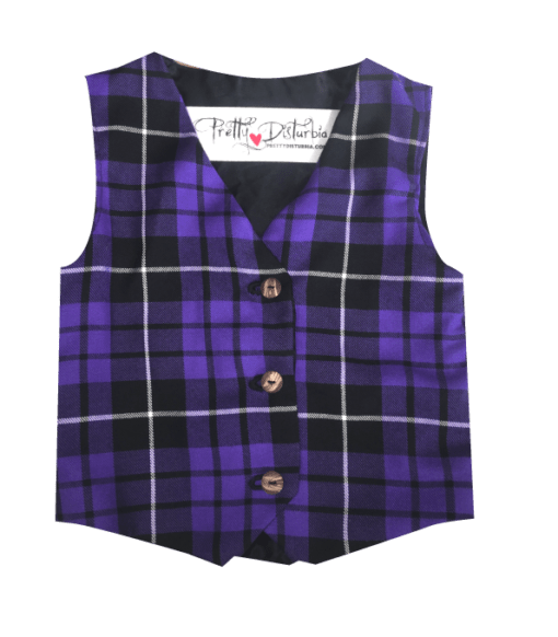 KIDS PURPLE TARTAN WAISTCOAT