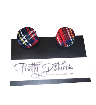 RED TARTAN OVERSIZED STUD EARRINGS