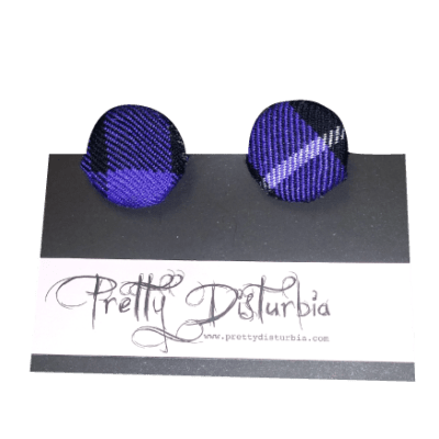 PURPLE TARTAN OVERSIZED STUD EARRINGS