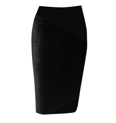 BLACK VELVET STRETCH PENCIL SKIRT