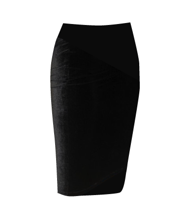 BLACK VELVET STRETCH PENCIL SKIRT - Pretty Disturbia