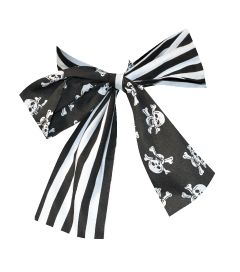 BLACK SKULLS & STRIPES NECK HEAD SCARF