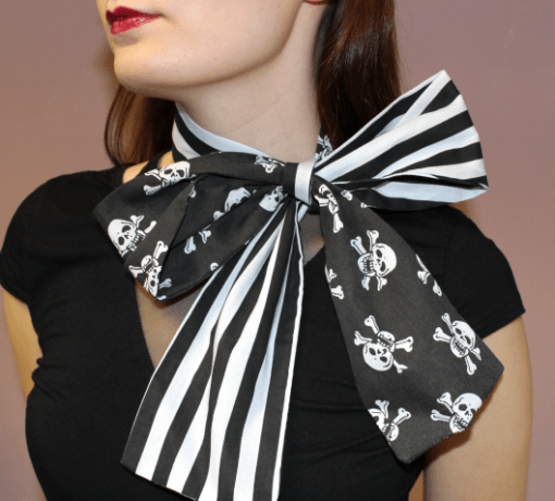 BLACK SKULLS & STRIPES NECK HEAD SCARF - Image 2