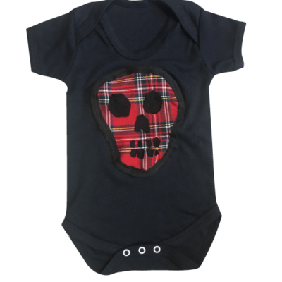 BABIES TARTAN PATCH SKULL VEST