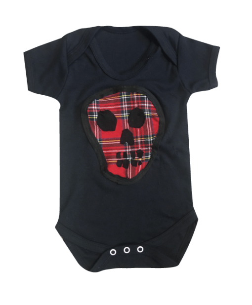 BABIES TARTAN PATCH SKULL VEST