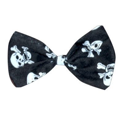 BLACK SKULLS & STRIPES HAIR BOW
