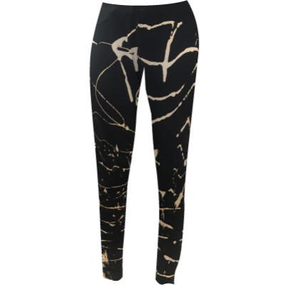 BLACK ACID WASH DRIPS LEGGINGS
