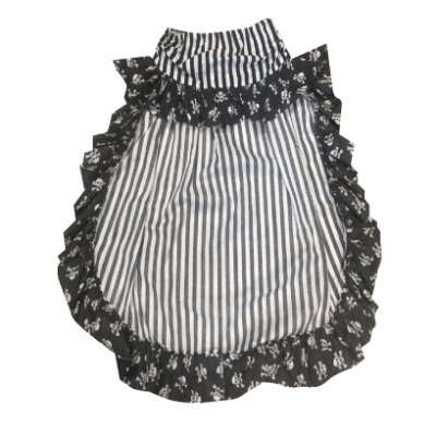 BLACK & WHITE STRIPED SKULL FRILL BURLESQUE SKIRT