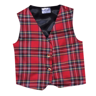 KIDS RED TARTAN WAISTCOAT