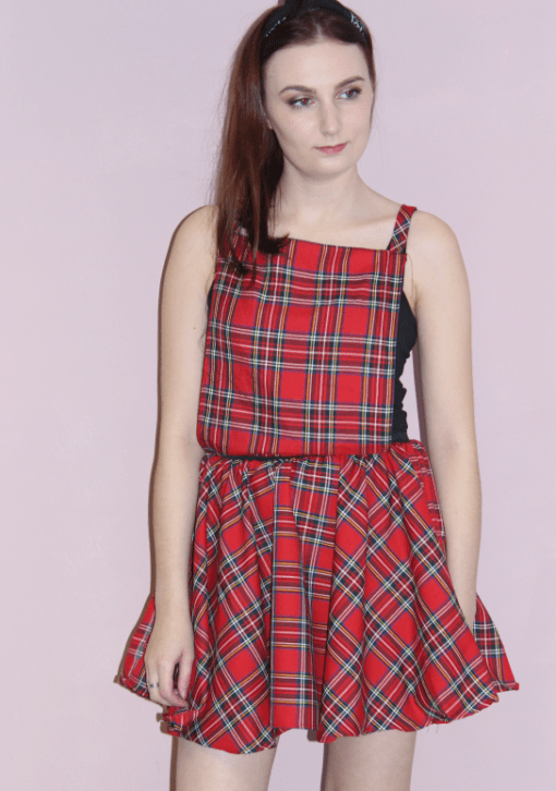 RED TARTAN PINAFORE DRESS - Image 2