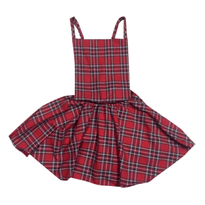 RED TARTAN PINAFORE DRESS