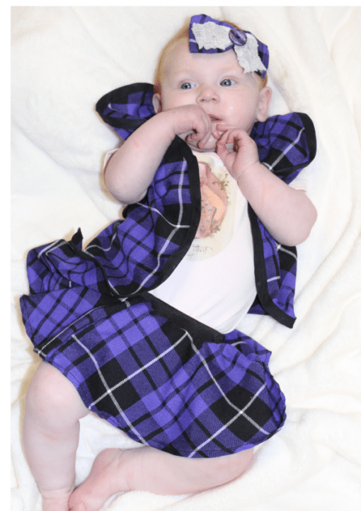 BABIES PURPLE TARTAN CAPE - Image 2