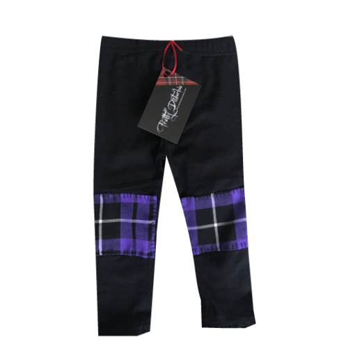 BABIES PURPLE TARTAN PATCH LEGGINGS