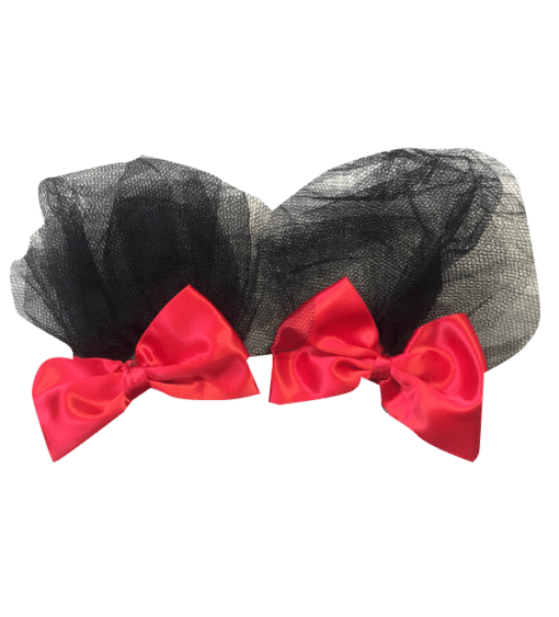 RED NETTED HAIR BOWS