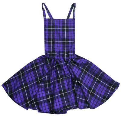 purple tartan pinafore dress