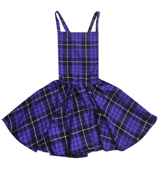 purple tartan pinafore dress
