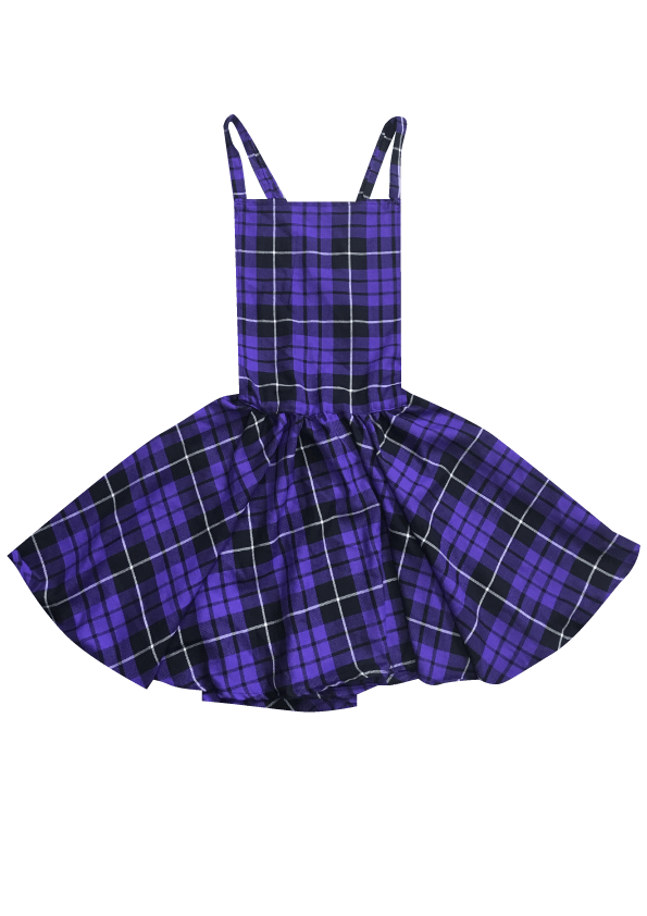 grey and purple tartan pinafore